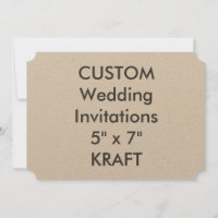 KRAFT 7" x 5" Ticket Hochzeitseinladungen