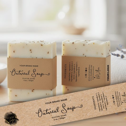 Kraft Add your logo Homemade Soap belly band label