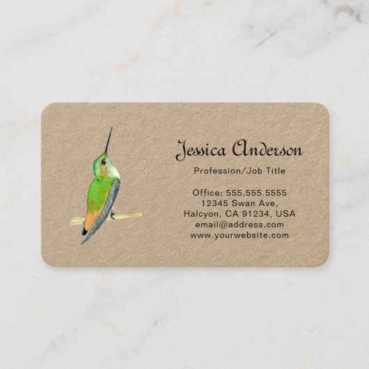 Kraft Allen's Hummingbirds Business Card Visitenkarte (Vorderseite)