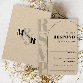 Kraft Amperand Modern Arch Wedding RSVP Card