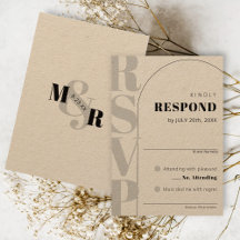 Kraft Amperand Modern Arch Wedding RSVP Card