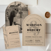 Kraft Amperand Modern Arch Wedding RSVP Card Karte