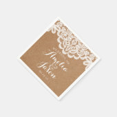 Kraft and Lace Wedding Napkins Brautparty Serviette (Ecke)