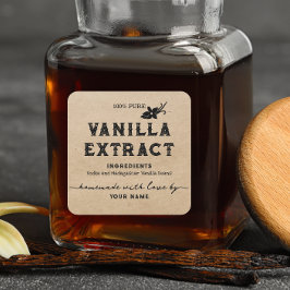 Kraft Anpassen des hausgemachten Vanilla Extract-E Quadratischer Aufkleber