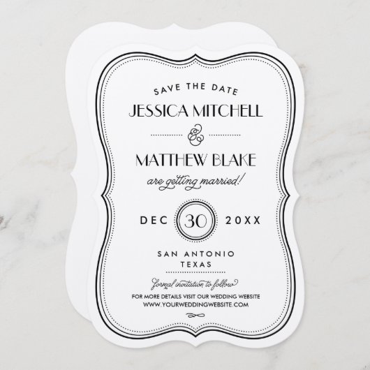 Kraft Art Deco Monogram Save the Date (Vorne/Hinten)