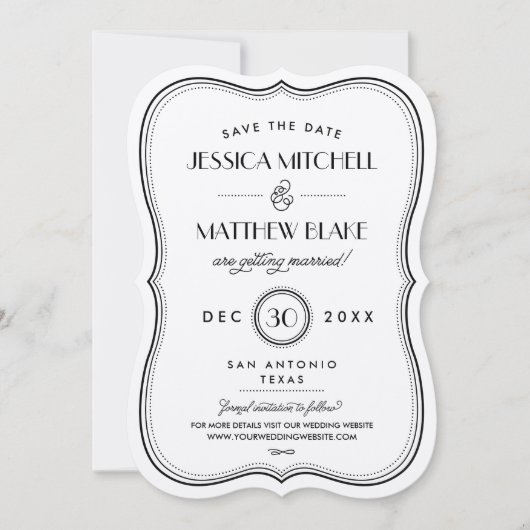 Kraft Art Deco Save the Date (Vorderseite)