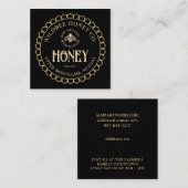 Kraft auf Black Honey Honeycomb Border and Bee Quadratische Visitenkarte (Vorne/Hinten)