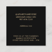 Kraft auf Black Honey Honeycomb Border and Bee Quadratische Visitenkarte (Rückseite)