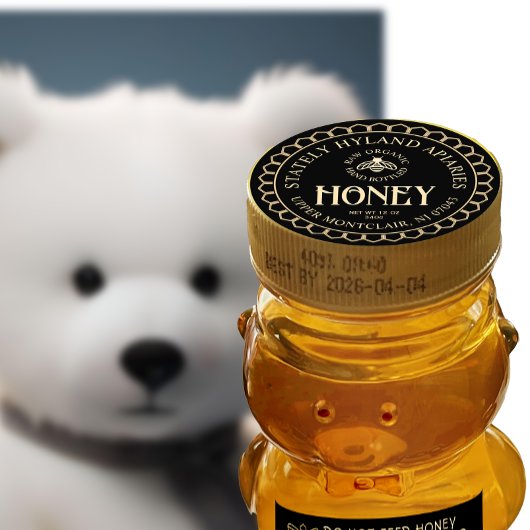 Kraft auf Black Honey Honeycomb Border and Bee Runder Aufkleber