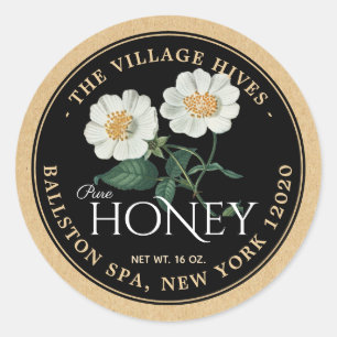 Kraft auf dem Black Honey Label (Vintage Blüte) Runder Aufkleber