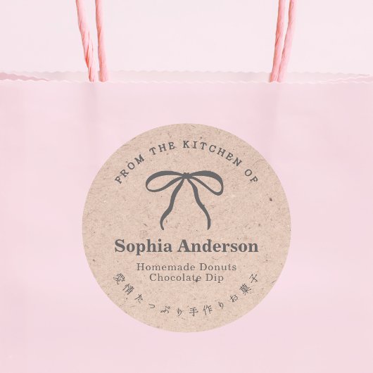 Kraft aus der Küche von Coquette Bow Ribbon Runder Aufkleber
