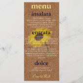 Kraft Autumn Bride Sunflower Dusche Party Menükarte (Vorderseite)