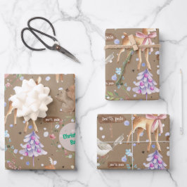 Kraft Baby First Christmas Reindee Babyname hinzuf Geschenkpapier Set