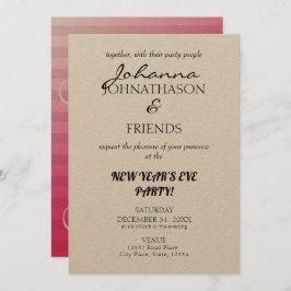 Kraft Beach Pink Monogram Funny NYE Einladung
