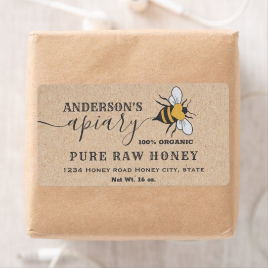 Kraft Bee logo script apiary honey jar label (Insitu)