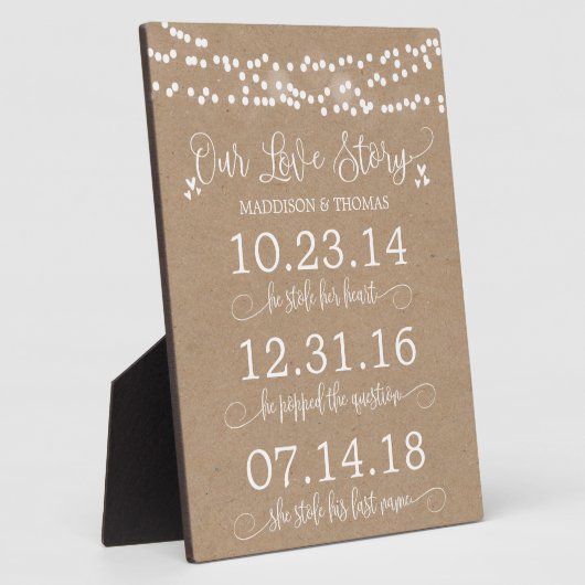 Kraft beleuchtet unsere Liebe Zeitachse Hochzeitsd Fotoplatte (Seite)