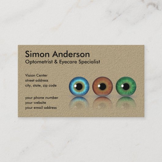 Kraft-Beruflich-Optometriker-Augenbälle Optometrie Visitenkarte (Vorderseite)