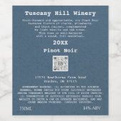 Kraft Blue Effect Modern QR Code LOGO Beschreibung Weinetikett (Einzelnes Label)