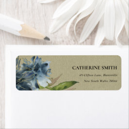 KRAFT BLUE GREEN GOLD FLORAL WATERCOLOR ADRESSE