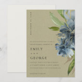 KRAFT BLUE GREEN GOLD FLORAL WEDITE INVITE DANKESKARTE (Vorne/Hinten)