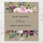 KRAFT BLUSH BURGUNDY FLORAL BUNCH BABY SHOWY WEINETIKETT (Einzelnes Label)