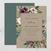 KRAFT BLUSH BURGUNDY FLORAL BUNCH BRAUTPARTY EINLADUNG (Vorne/Hinten)