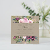 KRAFT BLUSH BURGUNDY FLORAL BUNCH BRAUTPARTY EINLADUNG (Stehend Vorderseite)