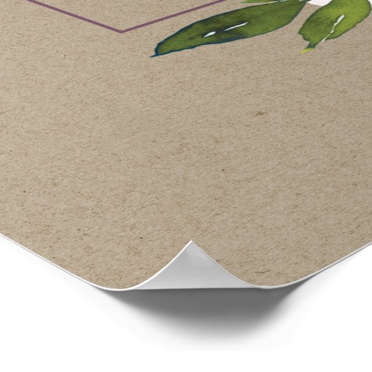 KRAFT BLUSH BURGUNDY FLORAL VERLOBUNG WILLKOMMEN POSTER (Ecke)