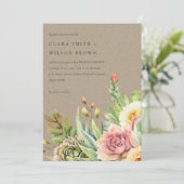 KRAFT BLUSH DESERT ERFOLGREICHE CACTI FOLIAGE WEDD EINLADUNG (Stehend Vorderseite)