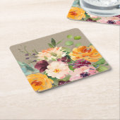 Kraft Blush Yellow Orange Burgundy Bloral Bunch Rechteckiger Pappuntersetzer (angewinkelt)