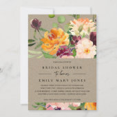 KRAFT BLUSH YELLOW ORANGE FLORAL BRAUTPARTY EINLADUNG (Vorderseite)