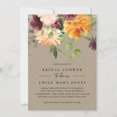 KRAFT BLUSH YELLOW ORANGE FLORAL BRAUTPARTY EINLADUNG (Vorderseite)