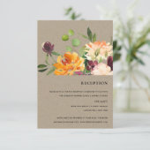 KRAFT BLUSH YELLOW ORANGE FLORAL BUNCH EMPFANG RSVP KARTE (Stehend Vorderseite)