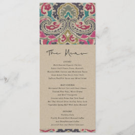 KRAFT BOHO TRIBAL IKAT PINK AQUAMARIN WEDD MENU MENÜKARTE