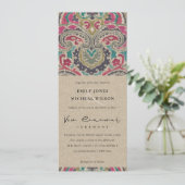KRAFT BOHO TRIBAL IKAT PINK VOW RENEWAL INVITATION EINLADUNG (Stehend Vorderseite)