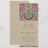 KRAFT BOHO TRIBAL IKAT PINK VOW RENEWAL INVITATION EINLADUNG (Vorne/Hinten)