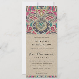 KRAFT BOHO TRIBAL IKAT PINK VOW RENEWAL INVITATION EINLADUNG