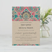 KRAFT BOHO TRIBAL IKAT PINK VOW RENEWITE INVITE DANKESKARTE (Stehend Vorderseite)