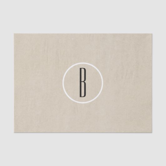 Kraft Braun Chic Monogramm Buchstabe Initial Rusti Seidenpapier (Vorderseite)