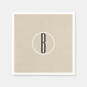 Kraft Braun Chic Monogramm Buchstabe Initial Rusti Serviette