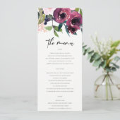 KRAFT BRIGHT BLUSH BURGUNDY FLORAL BUNCH WEDING MENÜKARTE (Stehend Vorderseite)