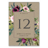 KRAFT BRIGHT BLUSH BURGUNDY FLORAL BUNCH WEDING TISCHNUMMER (Vorderseite)