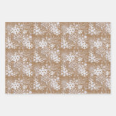 Kraft Brown and White Snowflakes Elegant Geschenkpapier Set (Vorderseite)