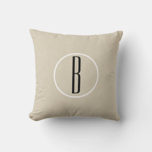 Kraft Brown Chic Monogram Letter Initial Rustic Kissen