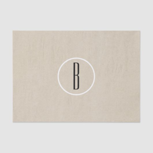 Kraft Brown Chic Monogram Letter Initial Rustic Seidenpapier (Vorderseite)