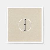 Kraft Brown Chic Monogram Letter Initial Rustic Serviette (Vorderseite)