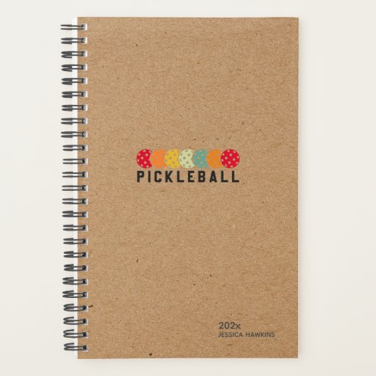 Kraft Brown Pickleball Personal Weekly Planer (Vorderseite)