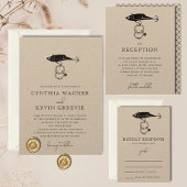 Kraft Brown Rustic Fishing Lure Rings Black Einladung