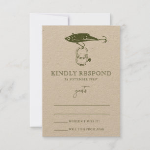 Kraft Brown Rustikal Angelruten Rings Moss Green I RSVP Karte
