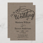 Kraft Brown Simple Chic Script Einladung (Vorne/Hinten)